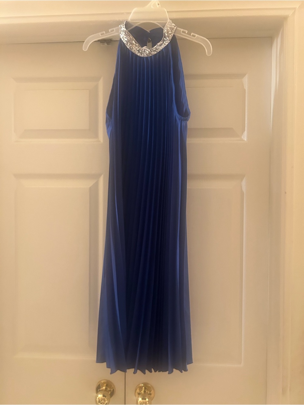 SHEIN Royal Blue Halter Maxi Dress with Jeweled Collar